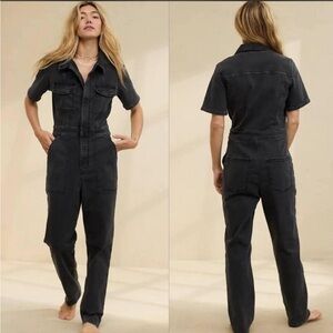 Aerie Denim Jumpsuit in Charcoal Gray Utility Size Large